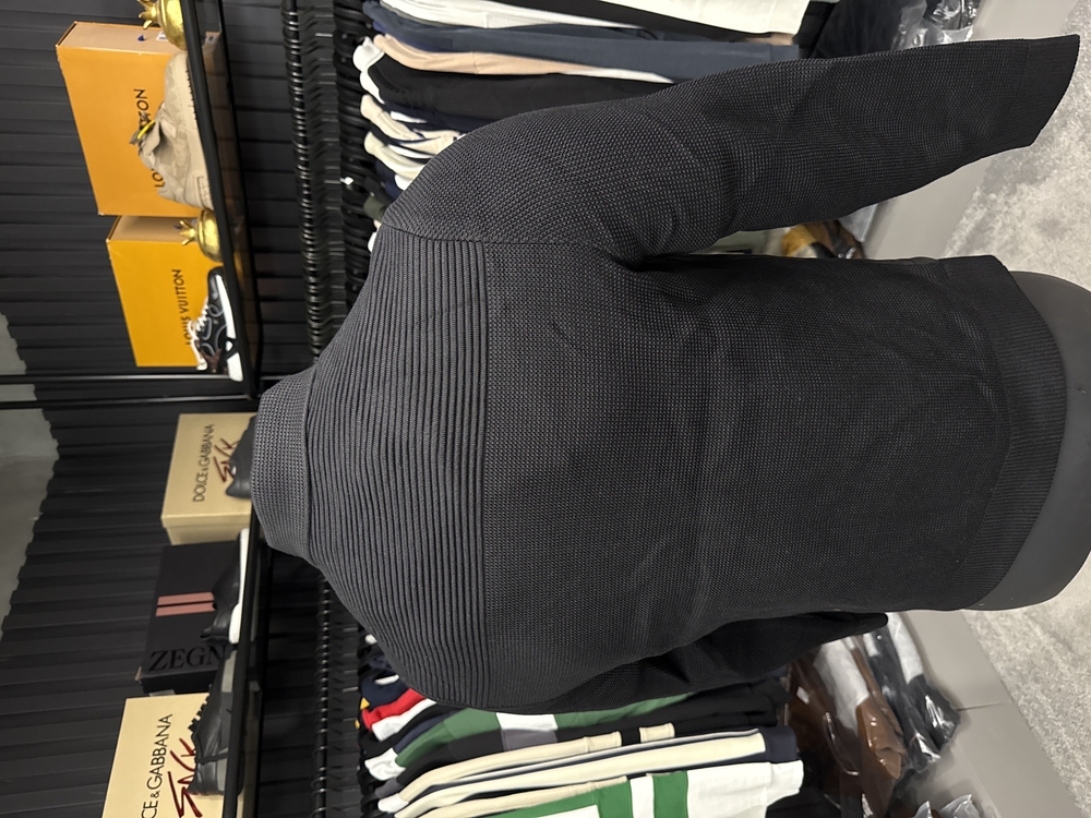 Outlet ürünü İthal Zegna Monogram Süet Detaylı Triko Mont Ceket (Siyah)-9090