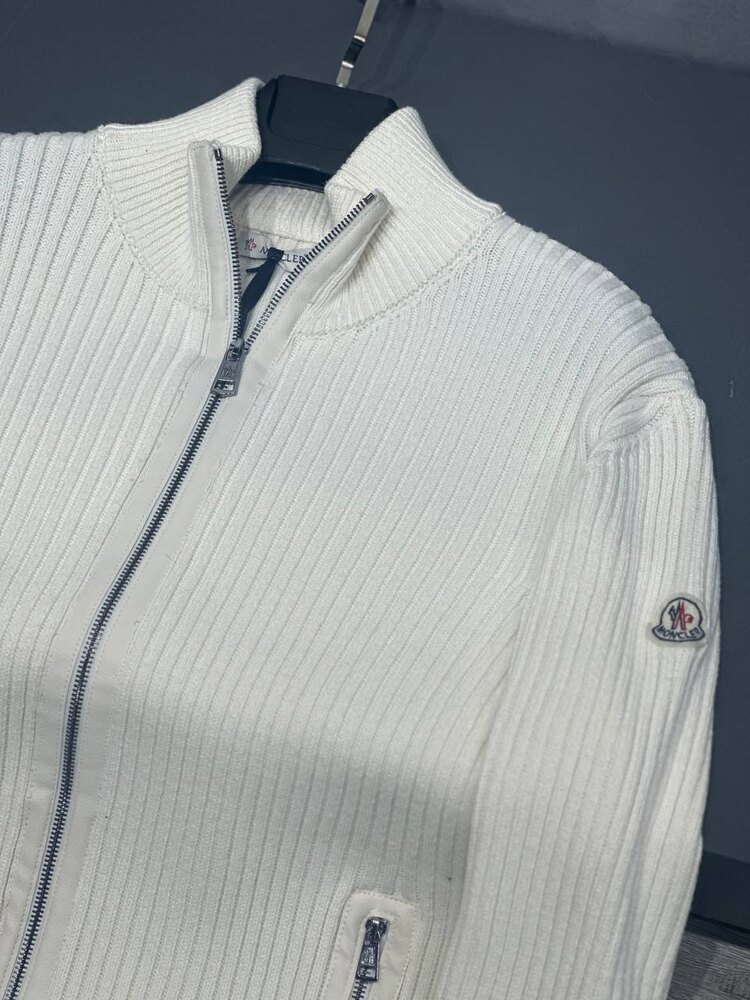 Outlet Moncler Uzun Fermuarlı Ceket (Beyaz)