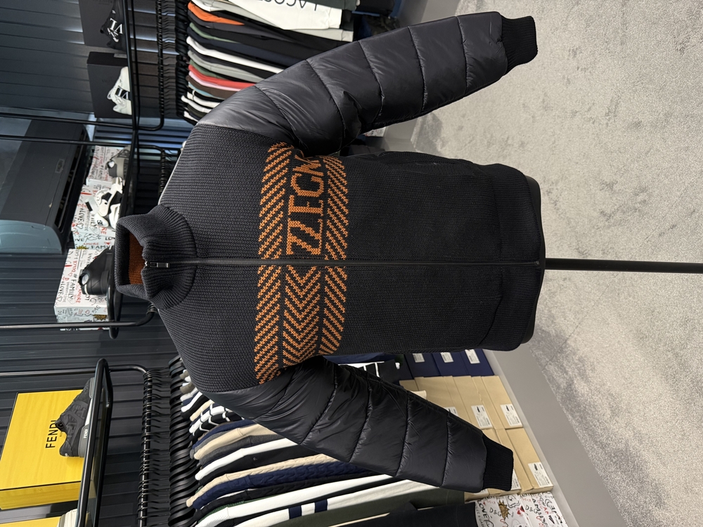 Outlet ürünü İthal Zegna Mevsimlik Şişme Mont (1056-Siyah-Yazı Kiremit)