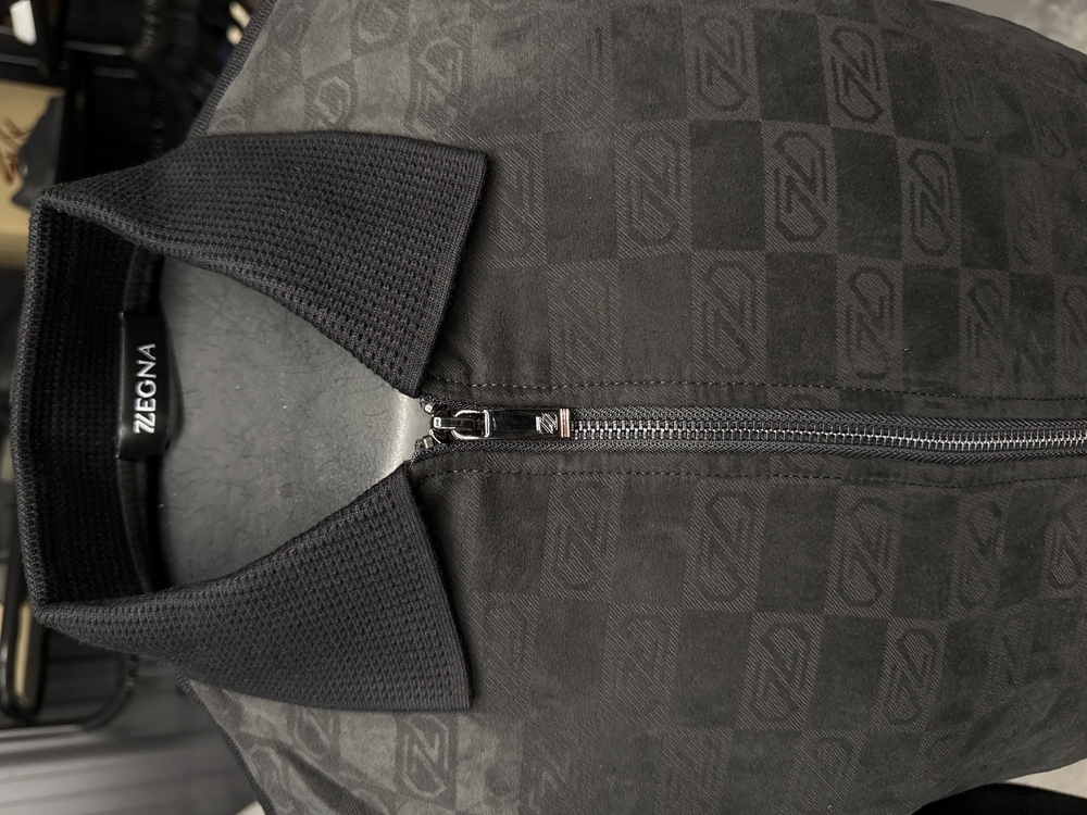 Outlet ürünü İthal Zegna Monogram Süet Detaylı Triko Mont Ceket (Siyah)-9090