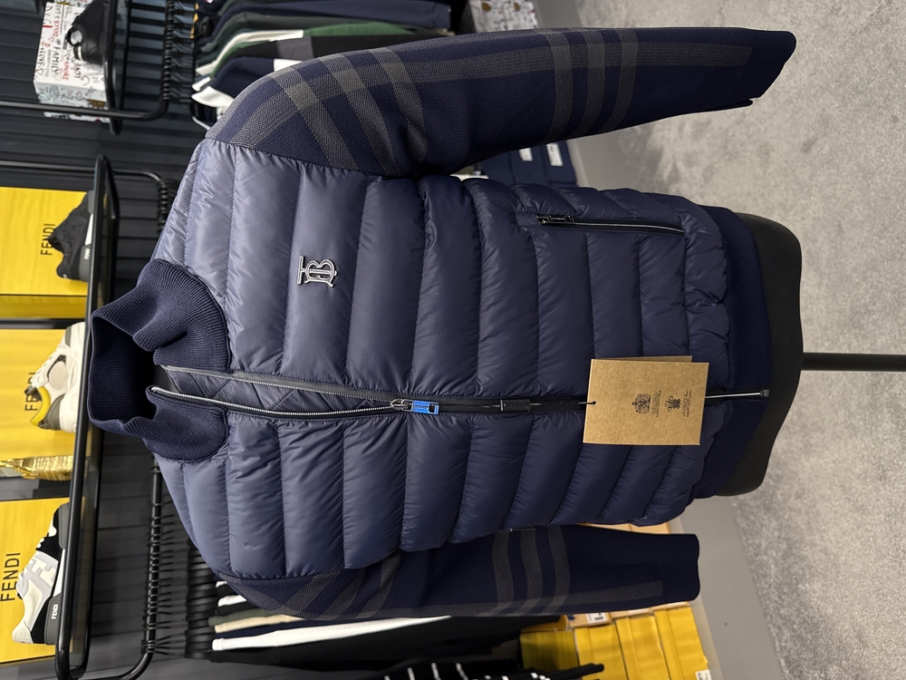İthal Burberry Ekose Mont 4445 (Lacivert)