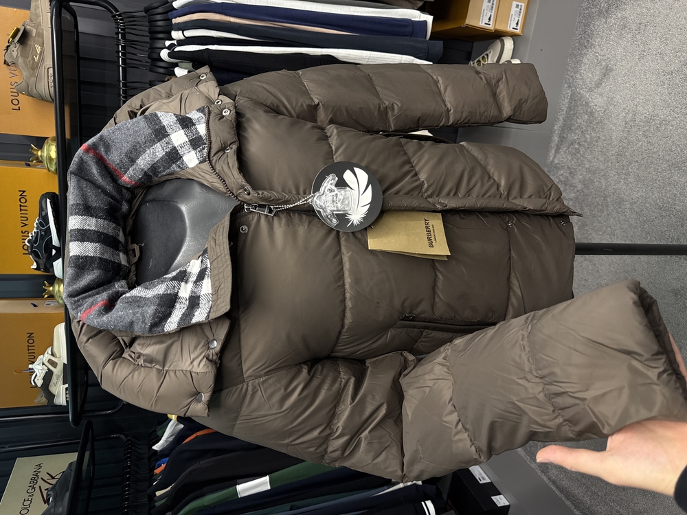 İthal Burberry Kaz Tüyü Şişme Mont (80247-Kahve)