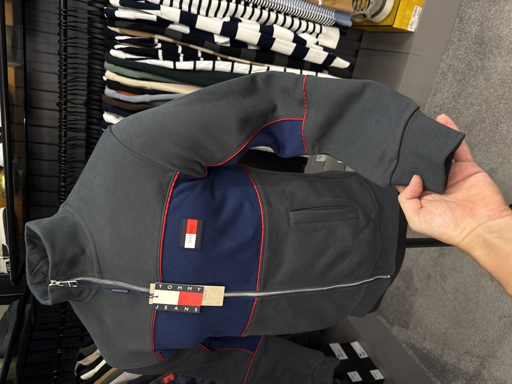OUTLET ÜRÜNÜ Tommy Hılfıger Uzun Fermuarlı Sweat (444-Gri)