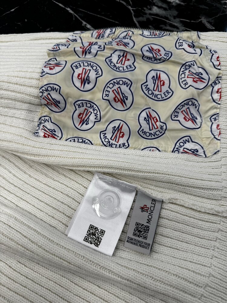 Outlet Moncler Uzun Fermuarlı Ceket (Beyaz)