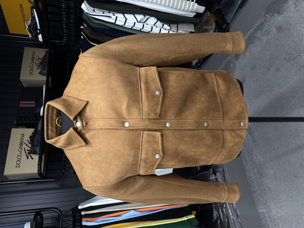 Outlet ürünü İthal Lora Piana Süet Dokulu Düğmeli Kaşe Ceket