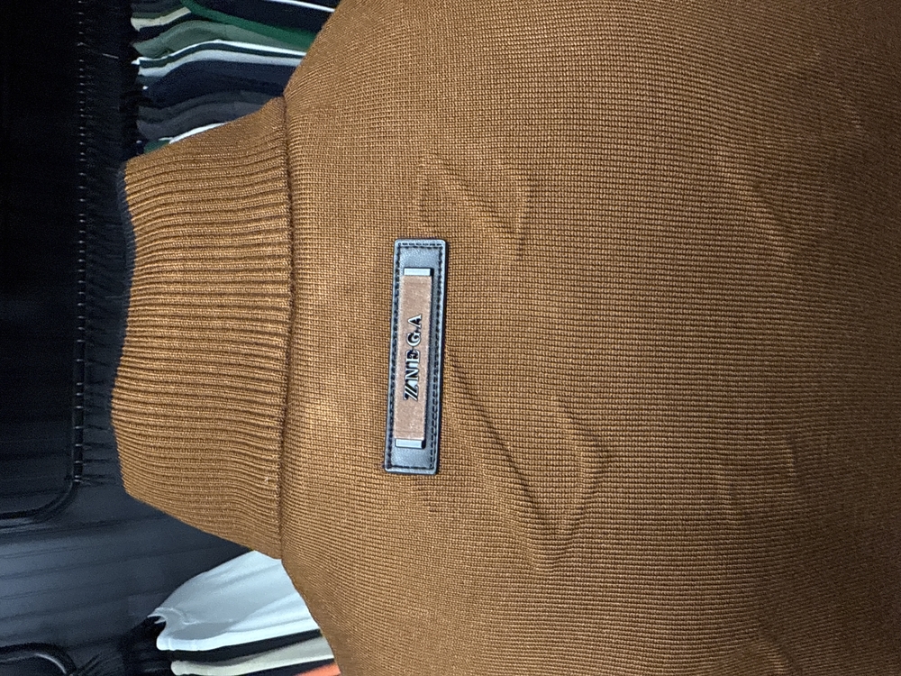Outlet ürünü İthal Zegna Kabartma Desenli Triko Ceket Mont (Taba) 3434-