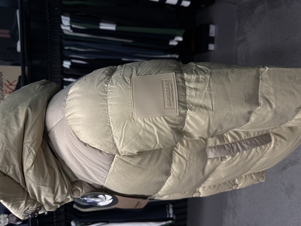 İthal Burberry Kaz Tüyü Şişme Mont (80247-Bej)