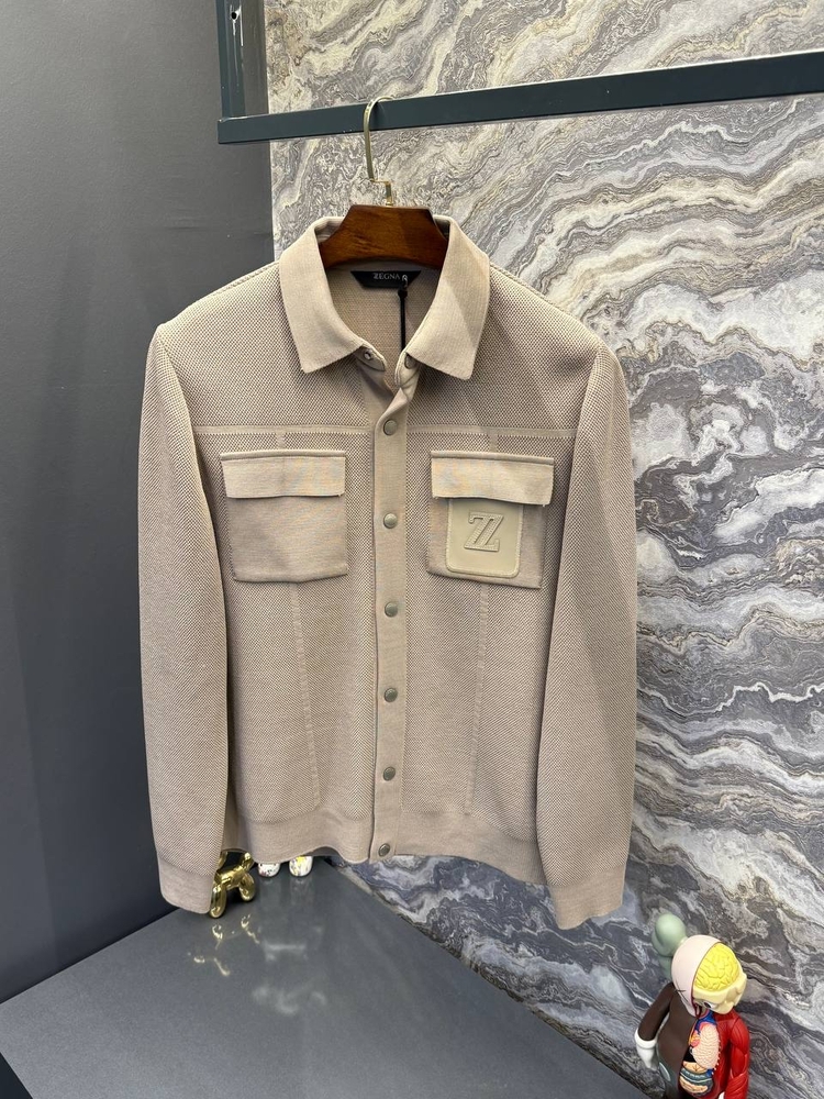 İthal Zegna Çelik Örme Triko Ceket (Bej)