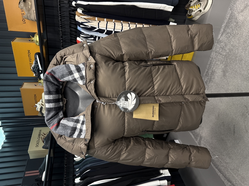 İthal Burberry Kaz Tüyü Şişme Mont (80247-Kahve)
