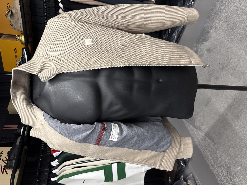 OUTLET ÜRÜNÜ İthal Brunello Cucınellı Çelik Örme Triko Ceket (Taş)