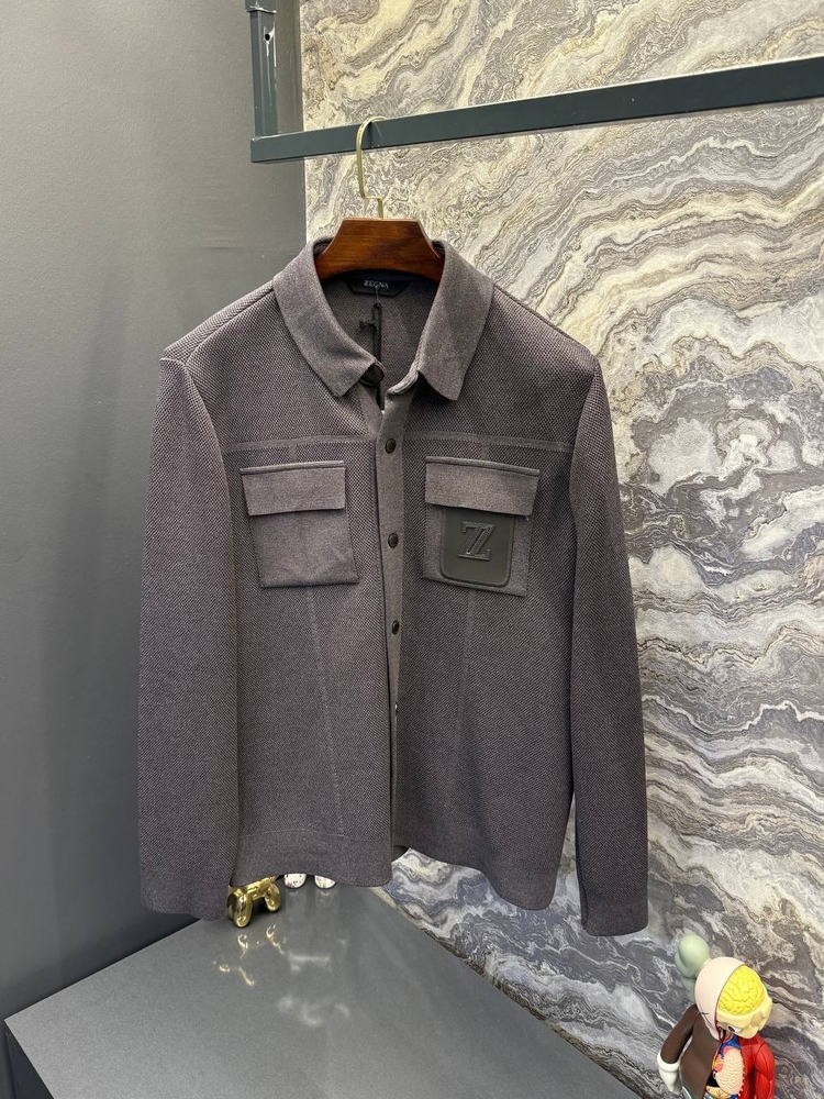 İthal Zegna Çelik Örme Triko Ceket (Koyu Gri)
