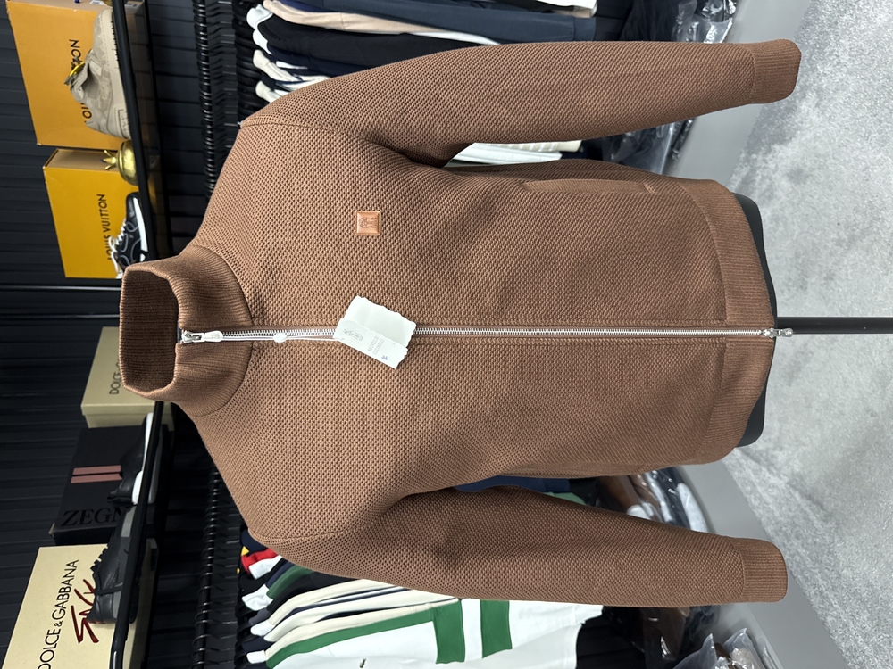 OUTLET ÜRÜNÜ İthal Brunello Cucınellı Çelik Örme Triko Ceket (Taba)