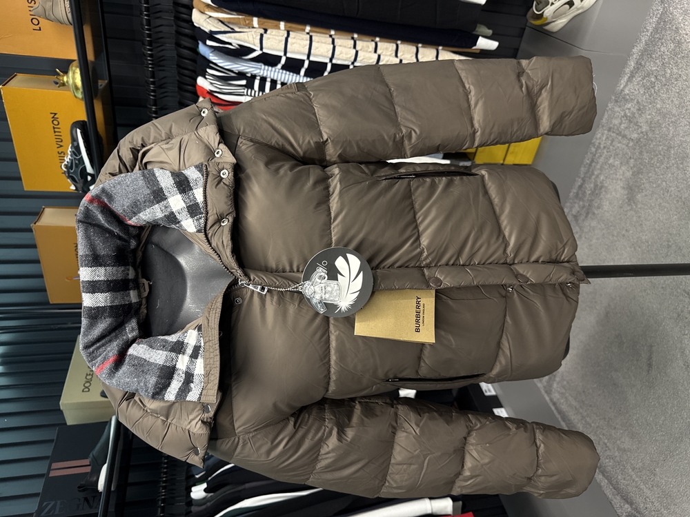 İthal Burberry Kaz Tüyü Şişme Mont (80247-Kahve)