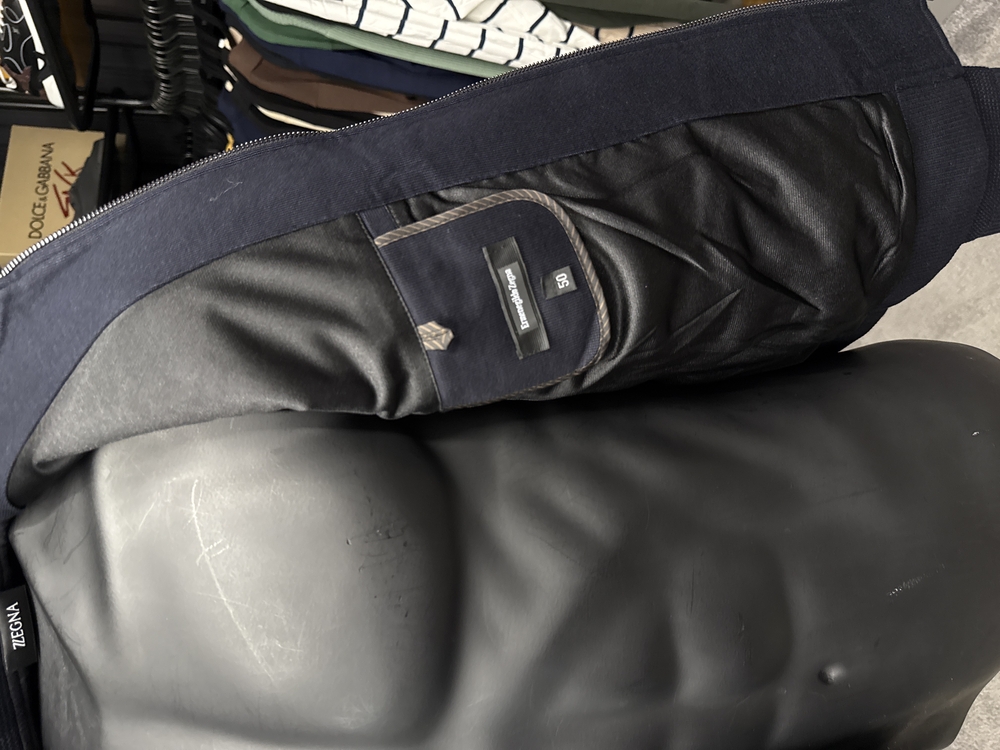 Outlet ürünü İthal Zegna Monogram Süet Detaylı Triko Mont Ceket (Lacivert-9090
