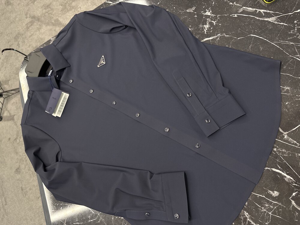 Outlet ürünü İthal Prada Kırışmayan Kumaş Gömlek (9511-Koyu Lacivert)