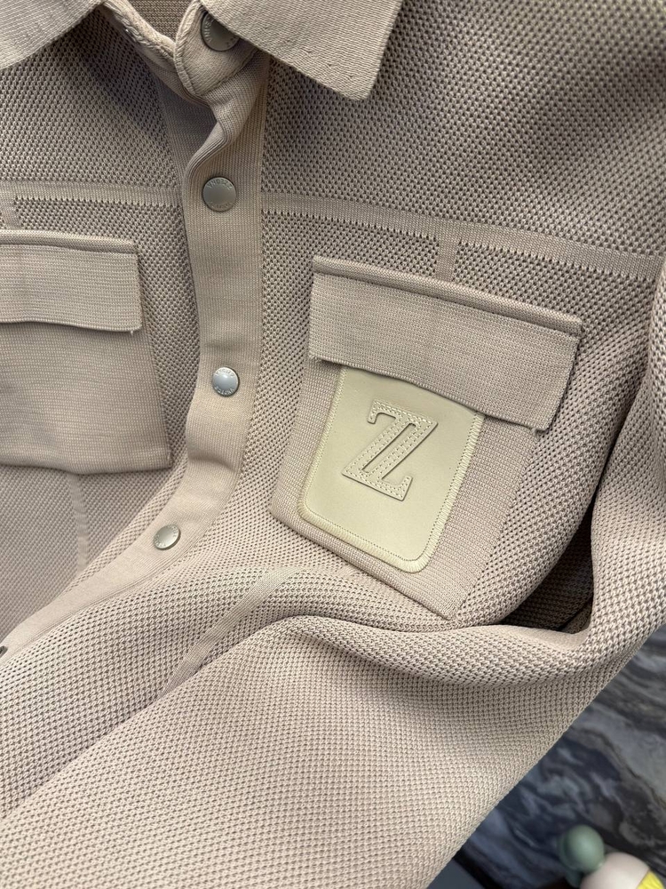 İthal Zegna Çelik Örme Triko Ceket (Bej)