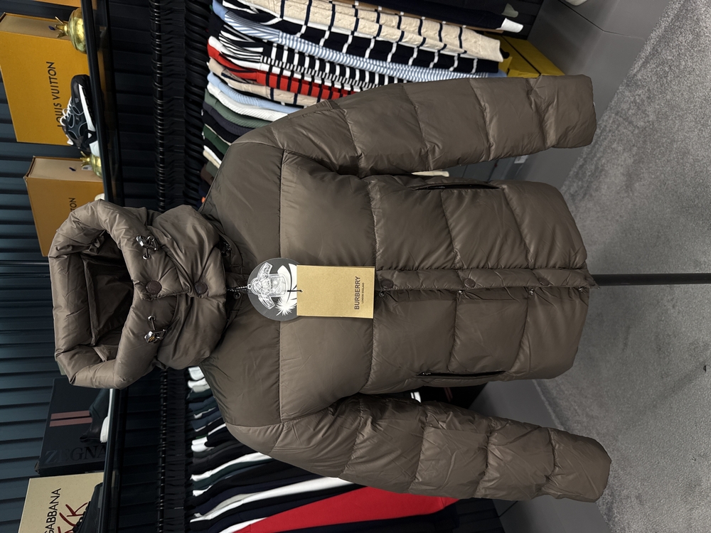 İthal Burberry Kaz Tüyü Şişme Mont (80247-Kahve)