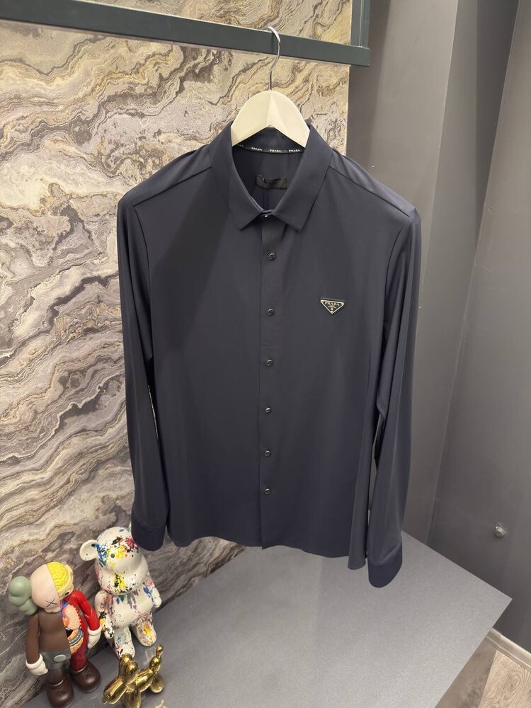 Outlet ürünü İthal Prada Kırışmayan Kumaş Gömlek (9511-Koyu Lacivert)