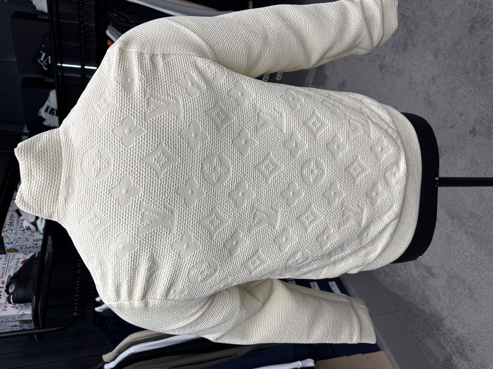 OUTLET ÜRÜNÜ İthal Louis Vuitton Gofre Baskı Bomber Ceket 4669 (Beyaz)