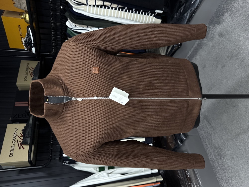 OUTLET ÜRÜNÜ İthal Brunello Cucınellı Çelik Örme Triko Ceket (Taba)