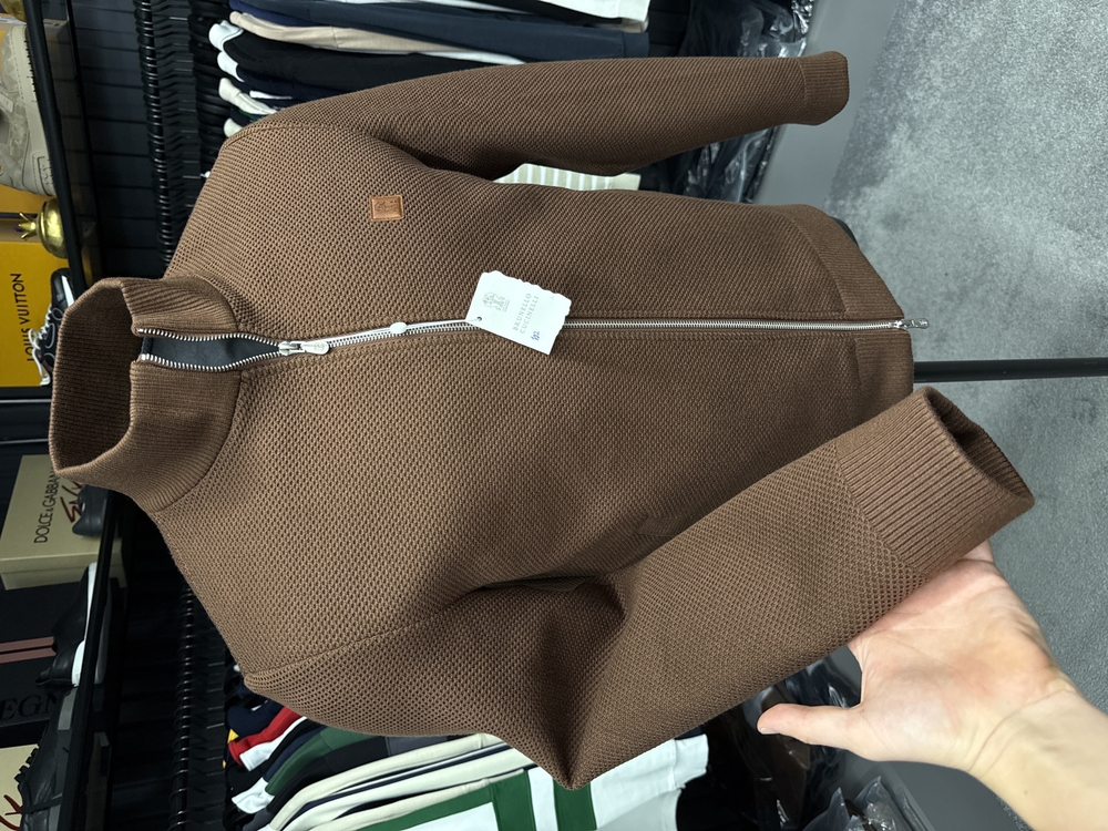 OUTLET ÜRÜNÜ İthal Brunello Cucınellı Çelik Örme Triko Ceket (Taba)