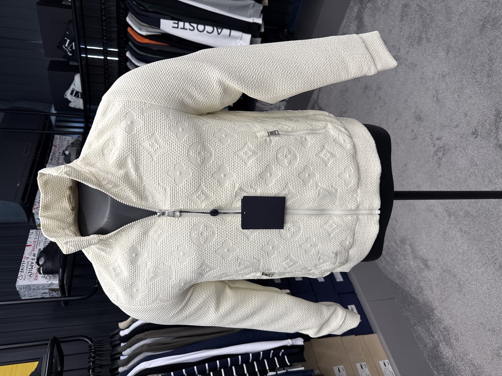 OUTLET ÜRÜNÜ İthal Louis Vuitton Gofre Baskı Bomber Ceket 4669 (Beyaz)