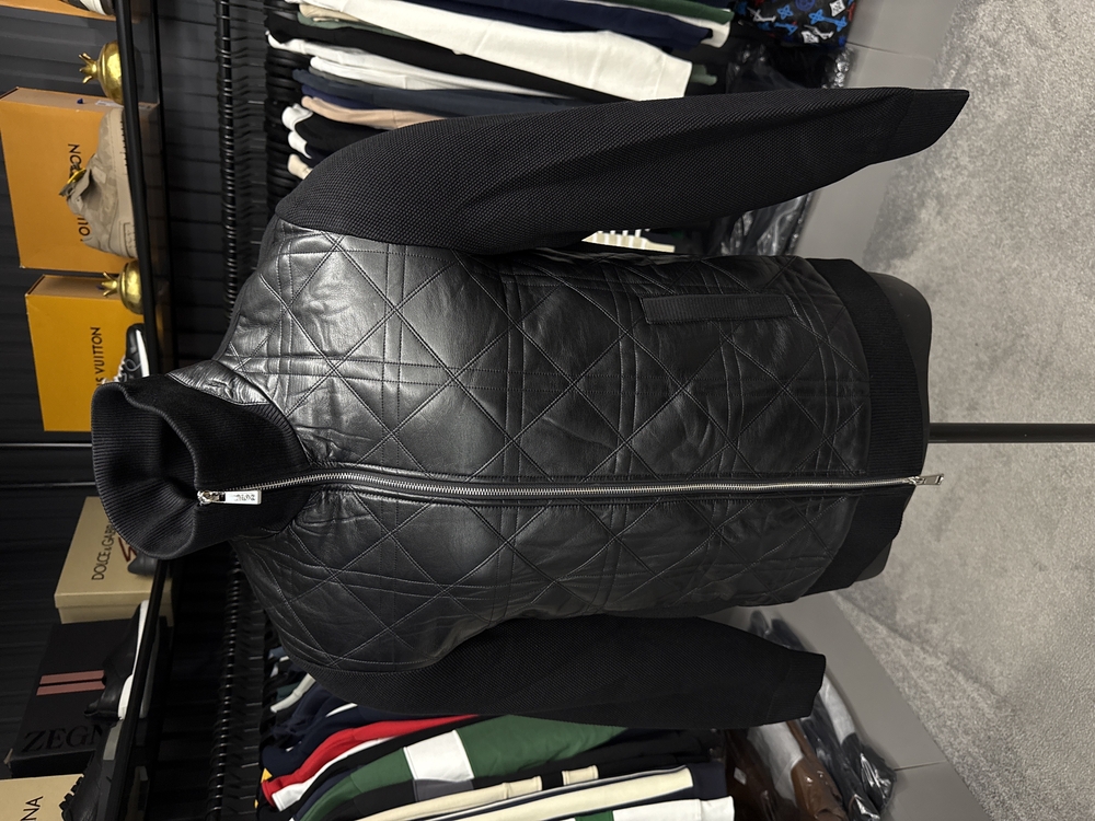 Outlet ürünü İthal Dior Deri Detaylı Çelik Örme Çeket (Siyah-6060)