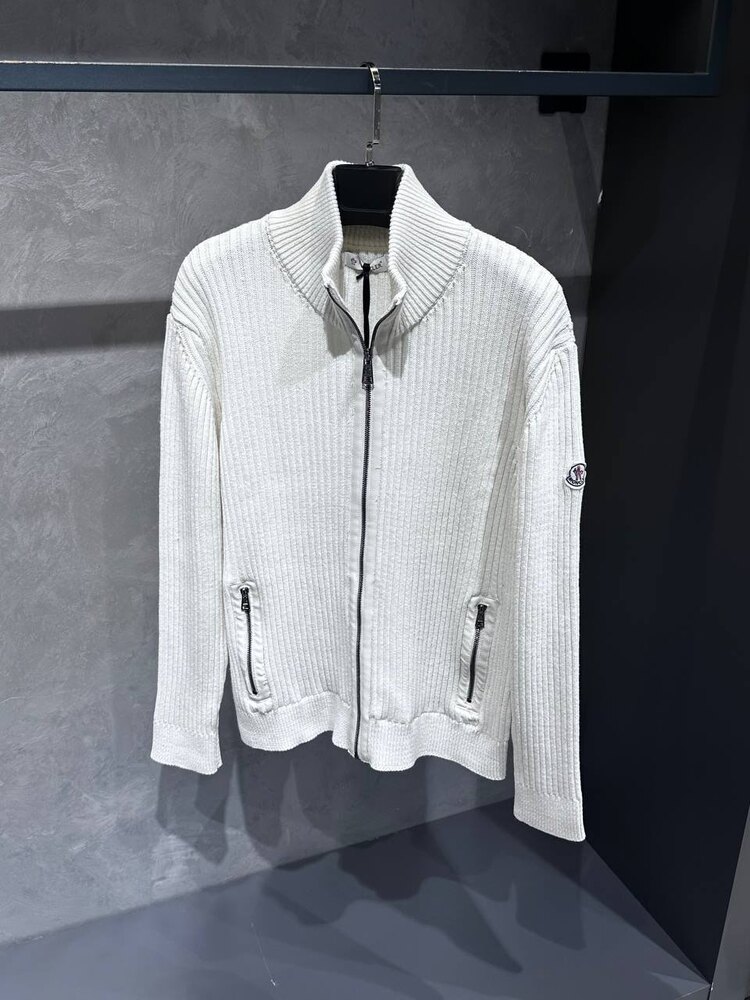 Outlet Moncler Uzun Fermuarlı Ceket (Beyaz)