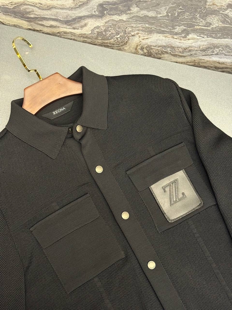 İthal Zegna Çelik Örme Triko Ceket (Siyah)