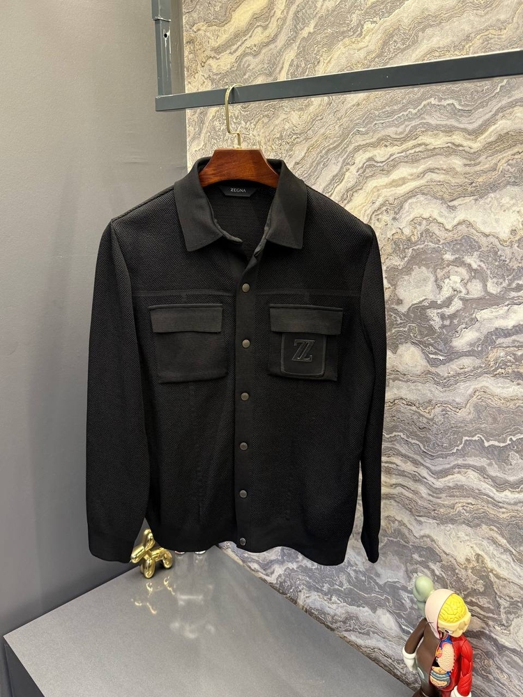İthal Zegna Çelik Örme Triko Ceket (Siyah)