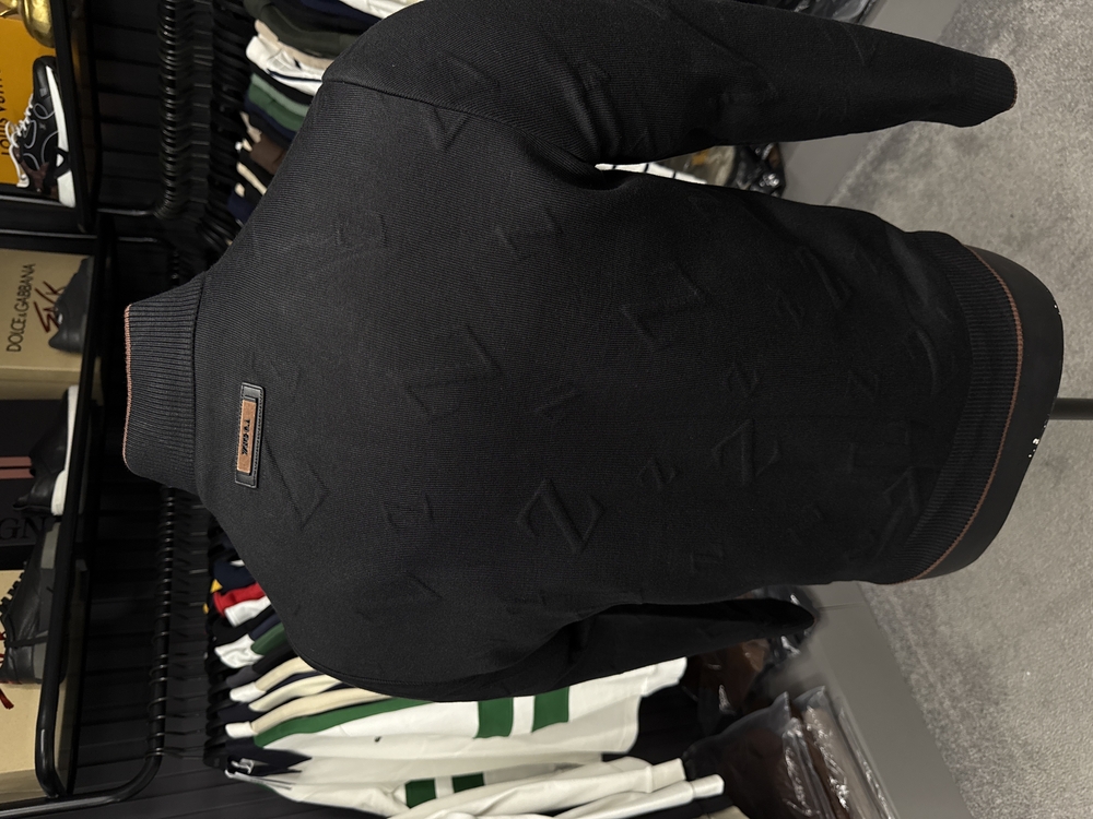 Outlet ürünü İthal Zegna Kabartma Desenli Triko Ceket Mont (3434-Siyah)
