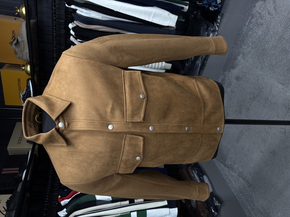Outlet ürünü İthal Lora Piana Süet Dokulu Düğmeli Kaşe Ceket