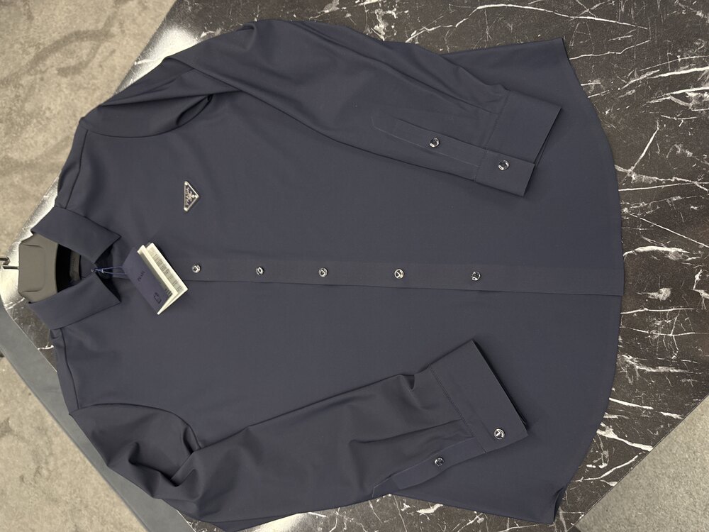 Outlet ürünü İthal Prada Kırışmayan Kumaş Gömlek (9511-Koyu Lacivert)