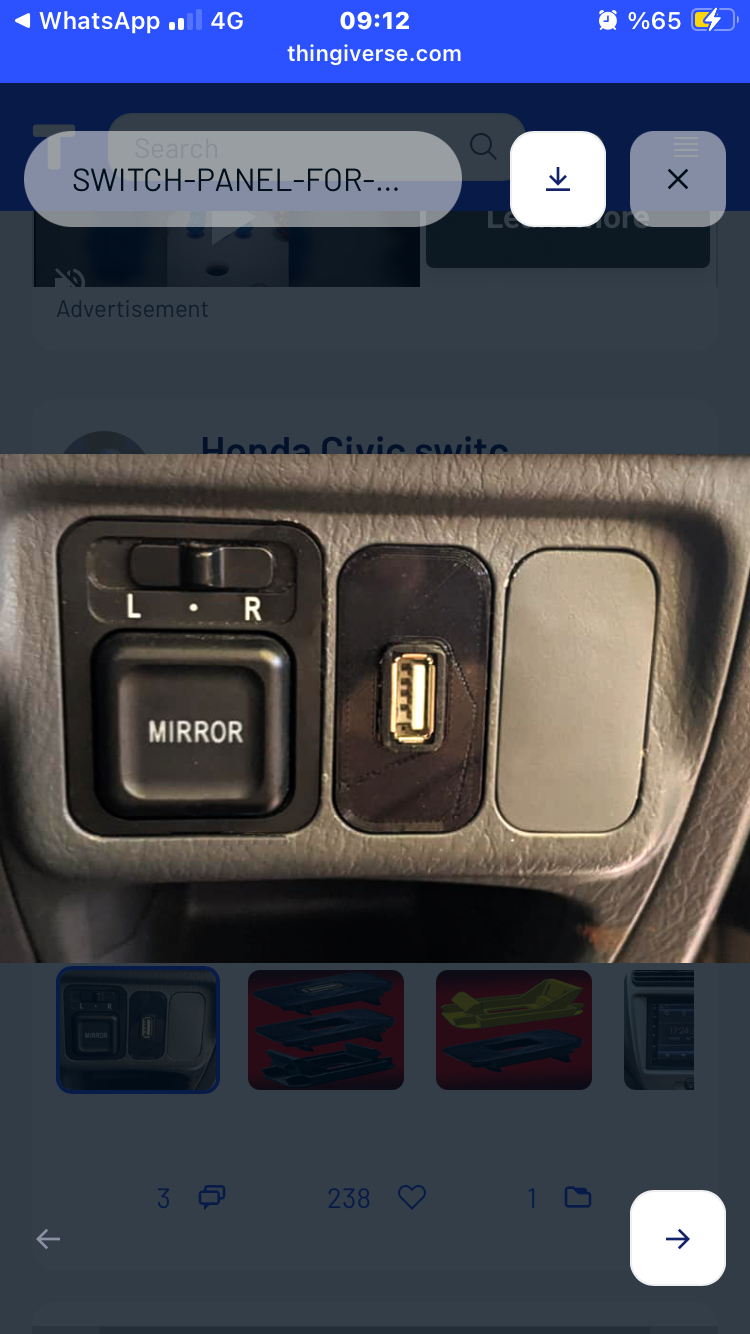 Honda Civic 2002 USB soket yuvası kapağı