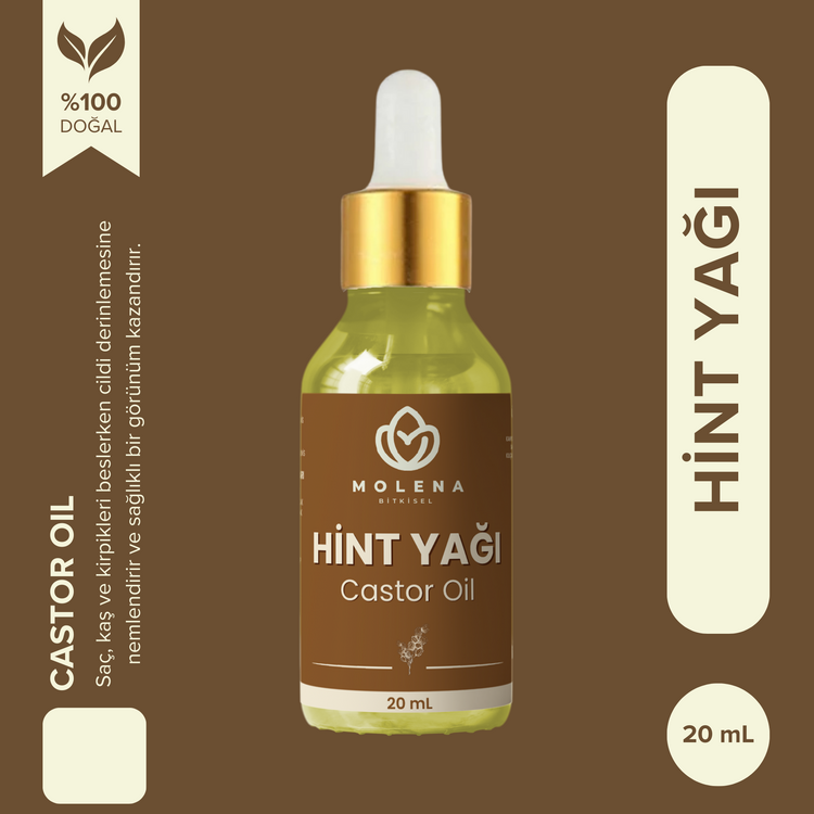 Hint Yağı - Soğuk Sıkım 20 ml %100 Doğal Saf & Organik Saç ve Cilt Bakım Yağı (Castor Oil)