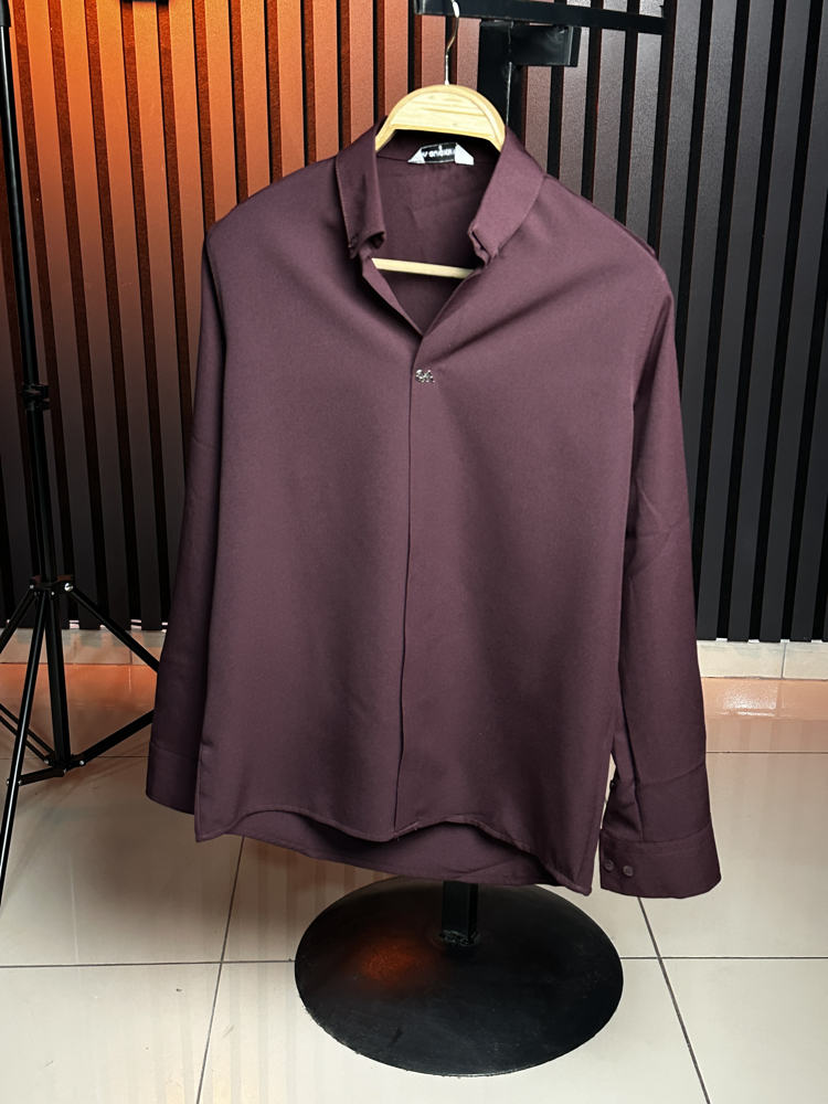 Bordo Premium Özel Seri Düğmesiz Gömlek 