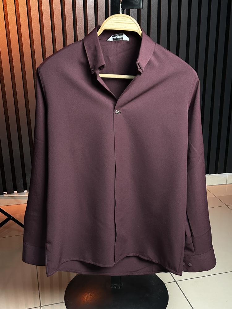 Bordo Premium Özel Seri Düğmesiz Gömlek 