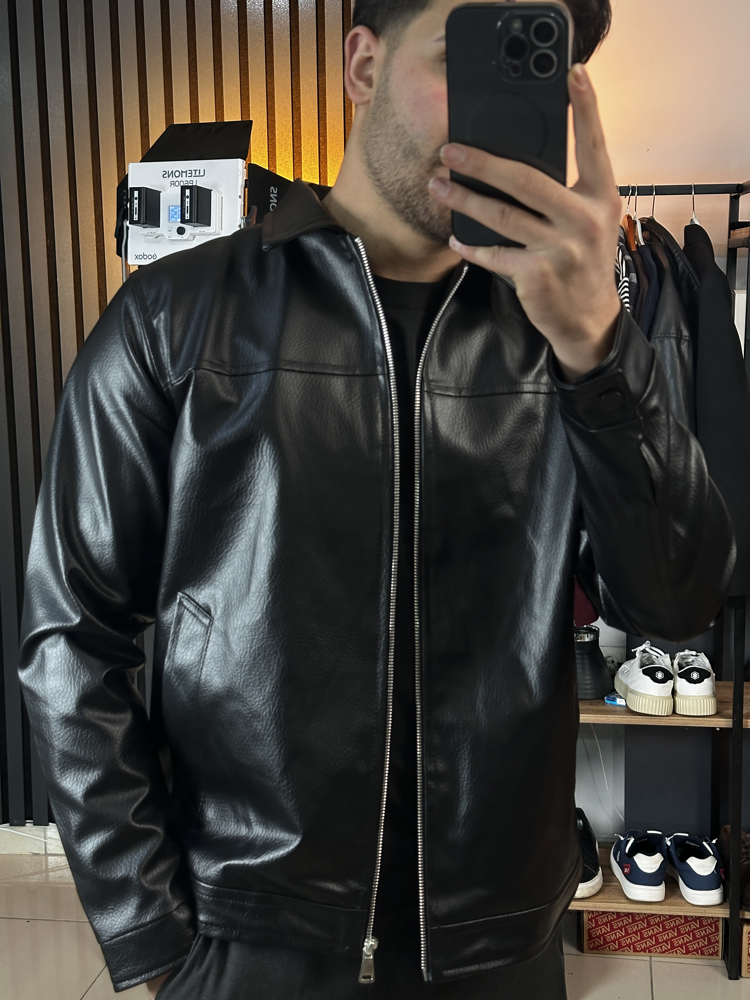 Siyah Yazlık Özel Seri Kemer Boy Deri Ceket