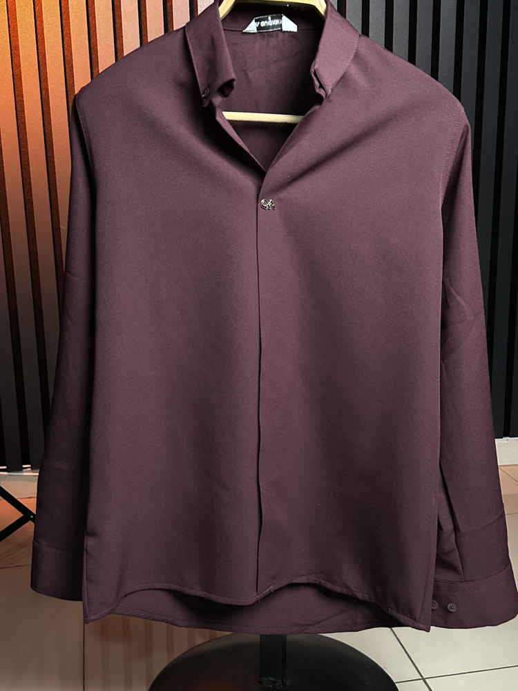 Bordo Premium Özel Seri Düğmesiz Gömlek 