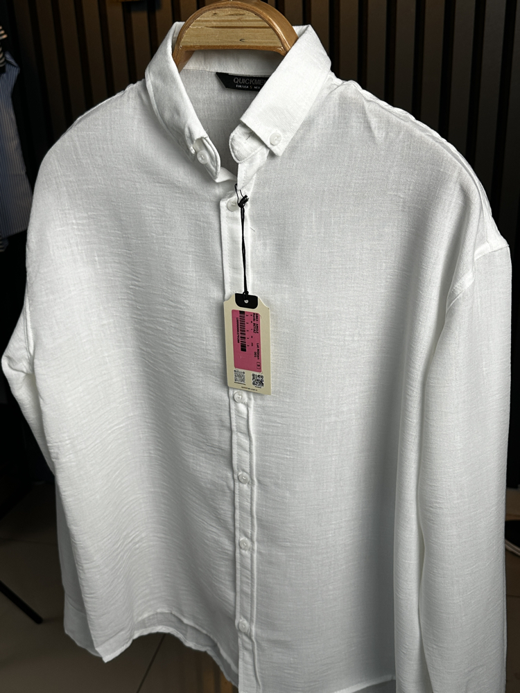 Beyaz Oversize Keten Yazlık Özel Seri Gömlek