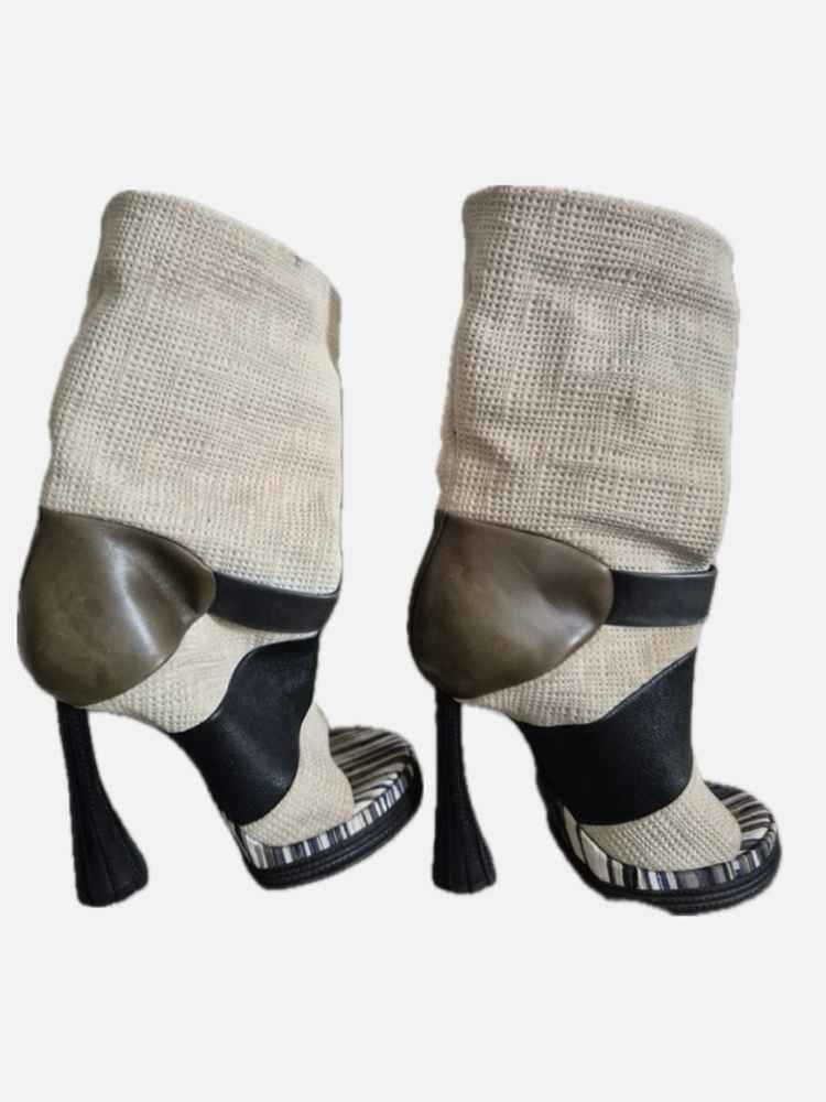 Vintage Balenciaga Archive Mid Calf Peeptoe Boot Heels