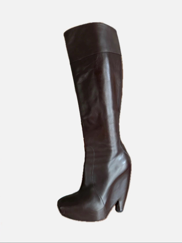 Vintage Balenciaga Platform Wedge Leather Boots Heels