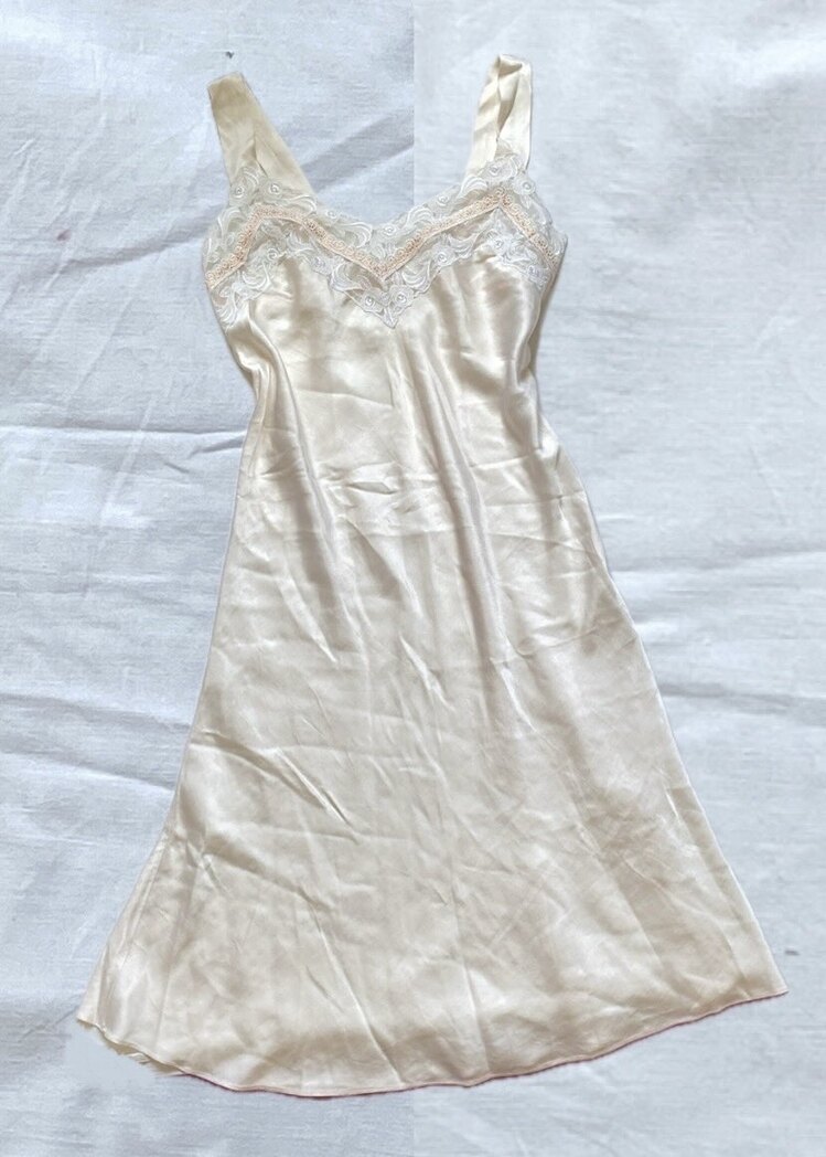 Vintage Blancherie Silk-Satin Slip Dress