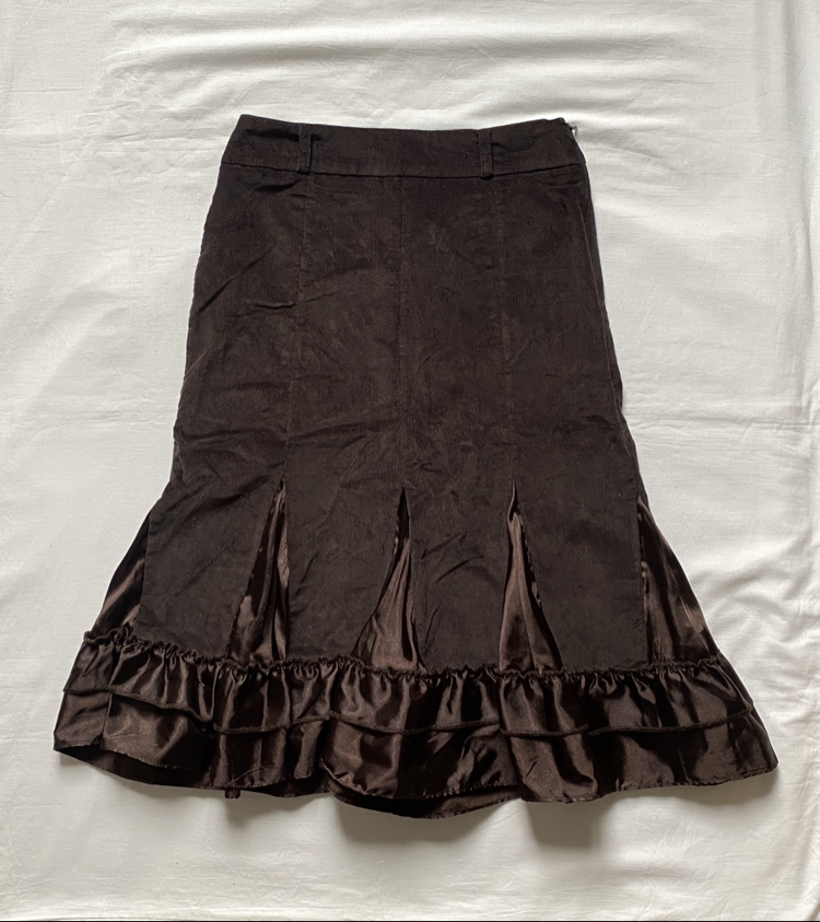 Vintage Corduroy and Satin Midi Skirt
