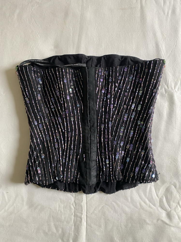 Vintage Karen Millen Flower & Sequin Embroidered Bustier