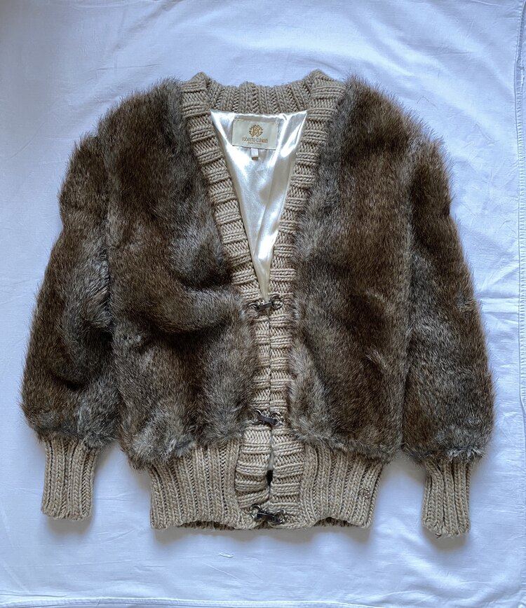Vintage ‘99/00s Roberto Cavalli Fur Cardigan Jacket *RARE