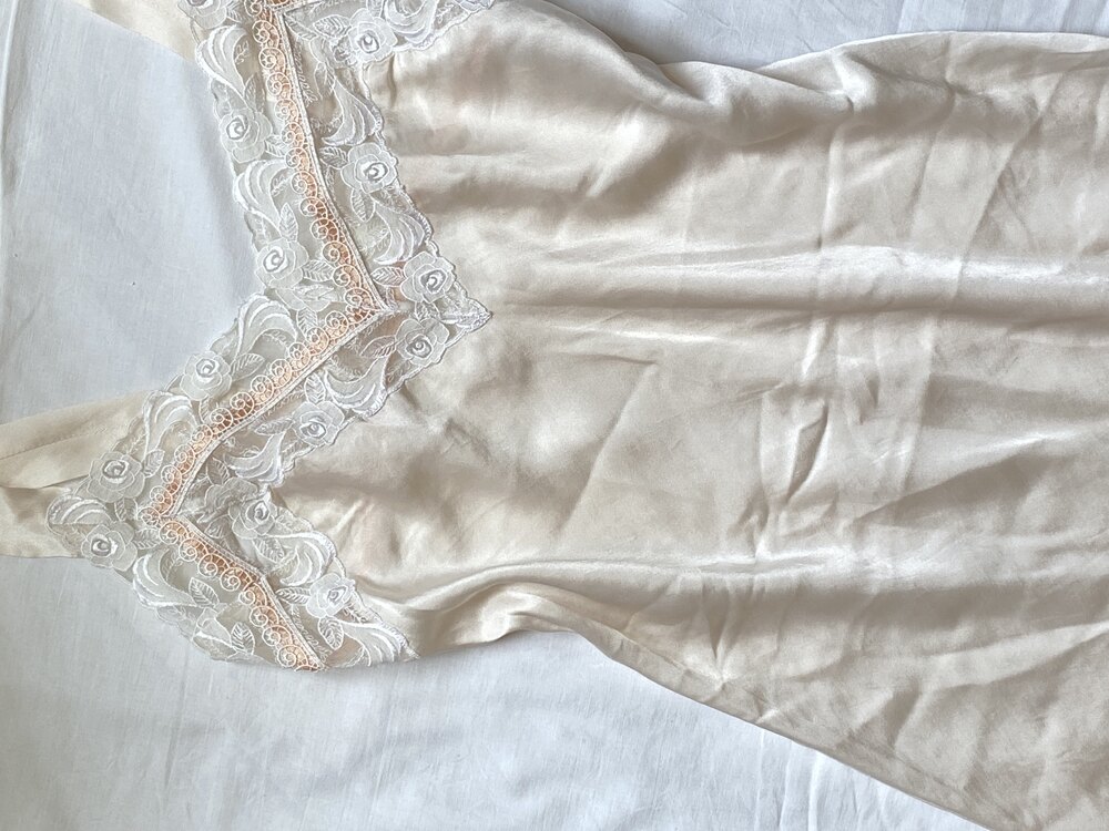 Vintage Blancherie Silk-Satin Slip Dress