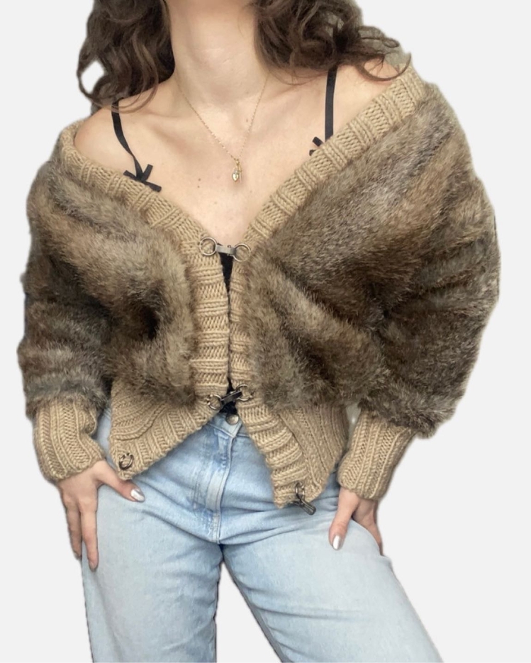 Vintage ‘99/00s Roberto Cavalli Fur Cardigan Jacket *RARE