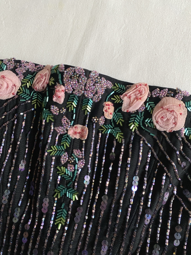 Vintage Karen Millen Flower & Sequin Embroidered Bustier