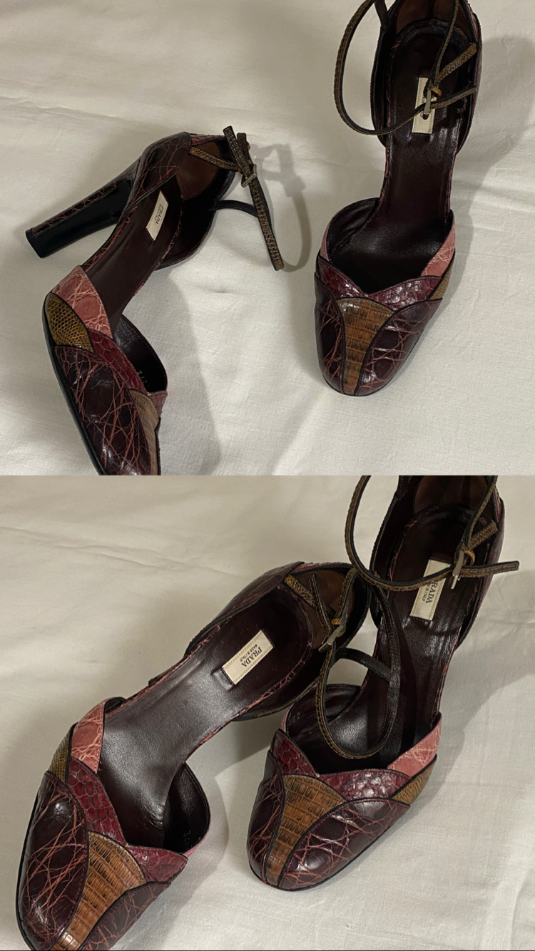 Vintage Prada Multicolour Python Leather Heels